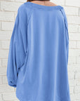 Solid Raw Seam Patchwork Baggy Sweatshirt