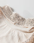 Solid Sequin Backless Bell Sleeve Top