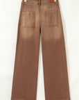 Denim High Waist Patch Pocket Straight Leg Jeans