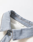 Solid Contrast Trim Buttoned Sherpa Jacket