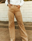 NELLIE CAMEL DISTRESSED WIDE LEG | JEANS