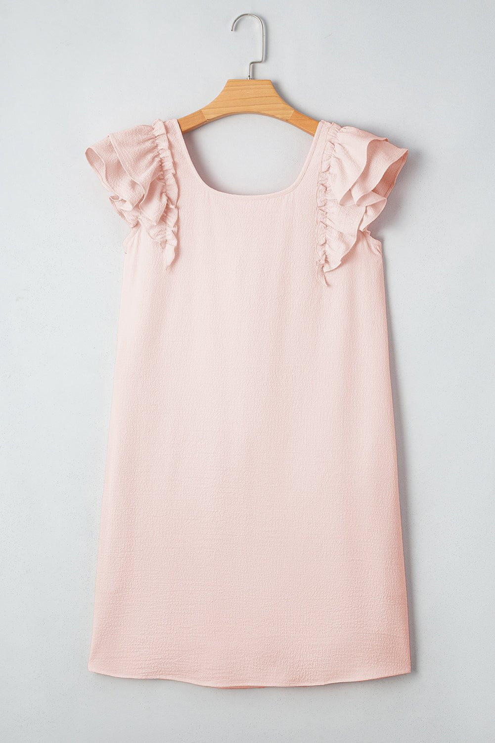 Abigail Textured Flutter Sleeve Bow Back Mini Dress