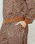 Leopard Bow Embroidered Pullover and Pants Set