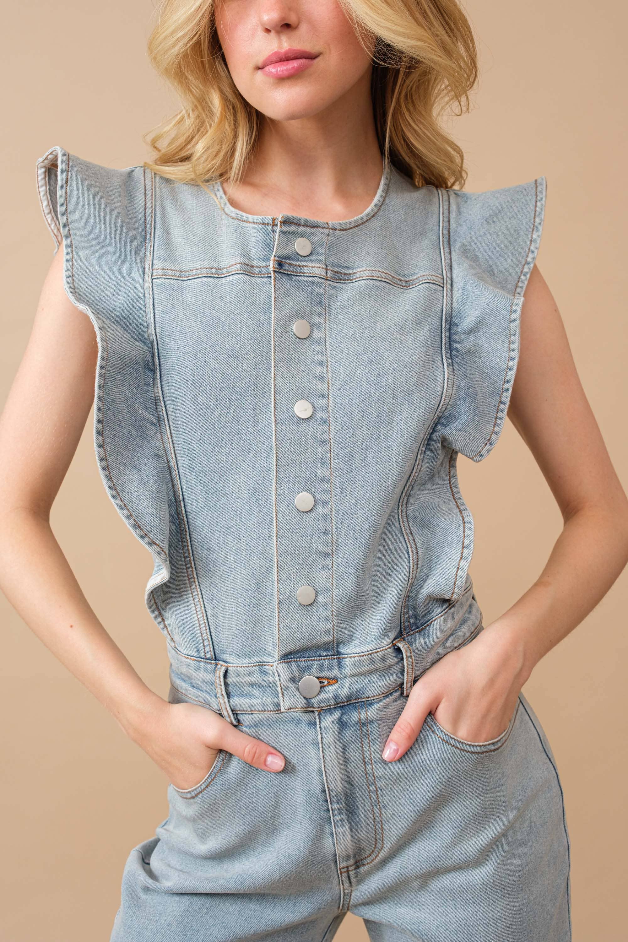 Ruffle Bell Bottom Jumpsuit