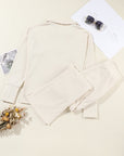 Solid Collared Pullover and Pants Set