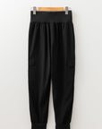 Solid Elastic High Waist Pocketed Cargo Jogger Pants