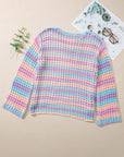 Stripe Open-Knit Beach Cover-Up Sweater
