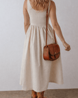 Della Pleated Sleeveless Long Dress