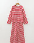 Stripe Drop Shoulder Top and Pants Lounge Set