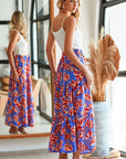 Boho Floral Tiered Side Slit Maxi Skirt
