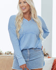 Kahlani Terry Raw Hem Long Sleeve Top