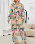 Baha Ranch Pop Western Collage Cowgirl Satin Pajamas