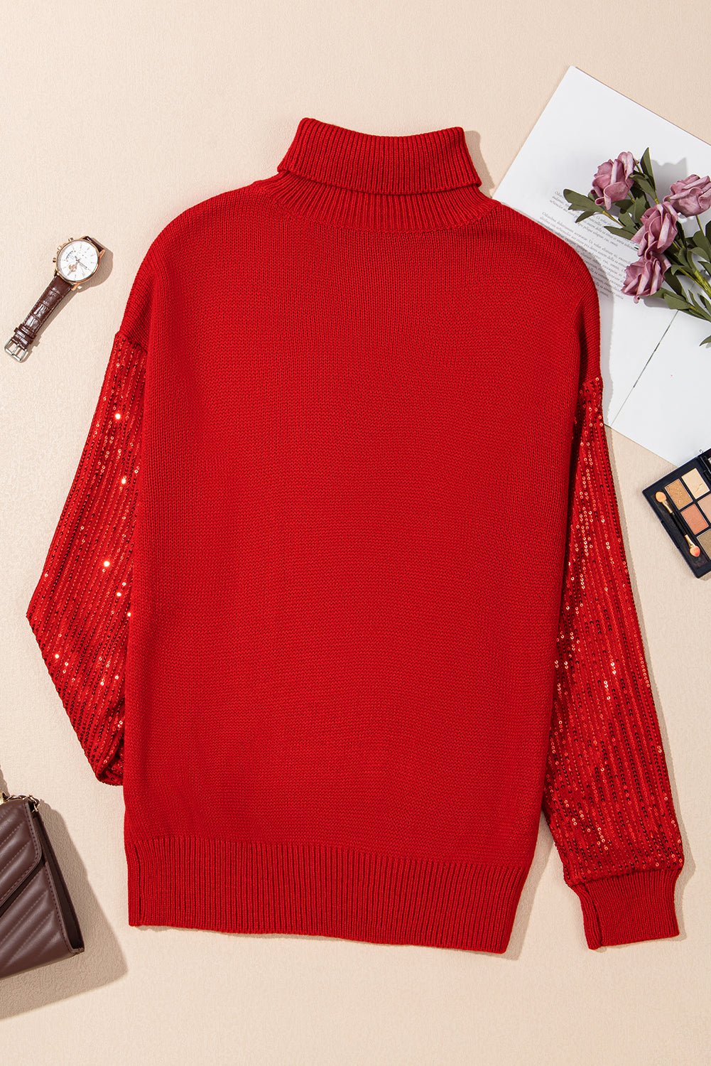 Isabella Sleeves Christmas Turtleneck Sweater