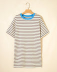 Stripe Cuffed Short Sleeve Mini T-Shirt Dress