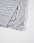 Solid Eyelet V-Neck Drop Shoulder Sweater