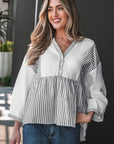 Zahra Bracelet Sleeve Babydoll Blouse