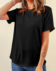 Solid Short Sleeve Crew Neck Tee