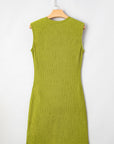 Textured Ruched Side Bodycon Tank Dress