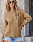 Solid Front Center Seam Drop Shoulder Sweater