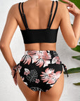 Tropical Colorblock Ribbed High Waist Bikini Swimsuit