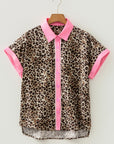 Leopard Contrast Trim Short Sleeve Shirt