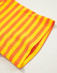 Stripe Contrast Crew Neck Drop Shoulder Tee