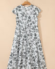 Plus Size Floral Ruffle Sleeve Midi Dress