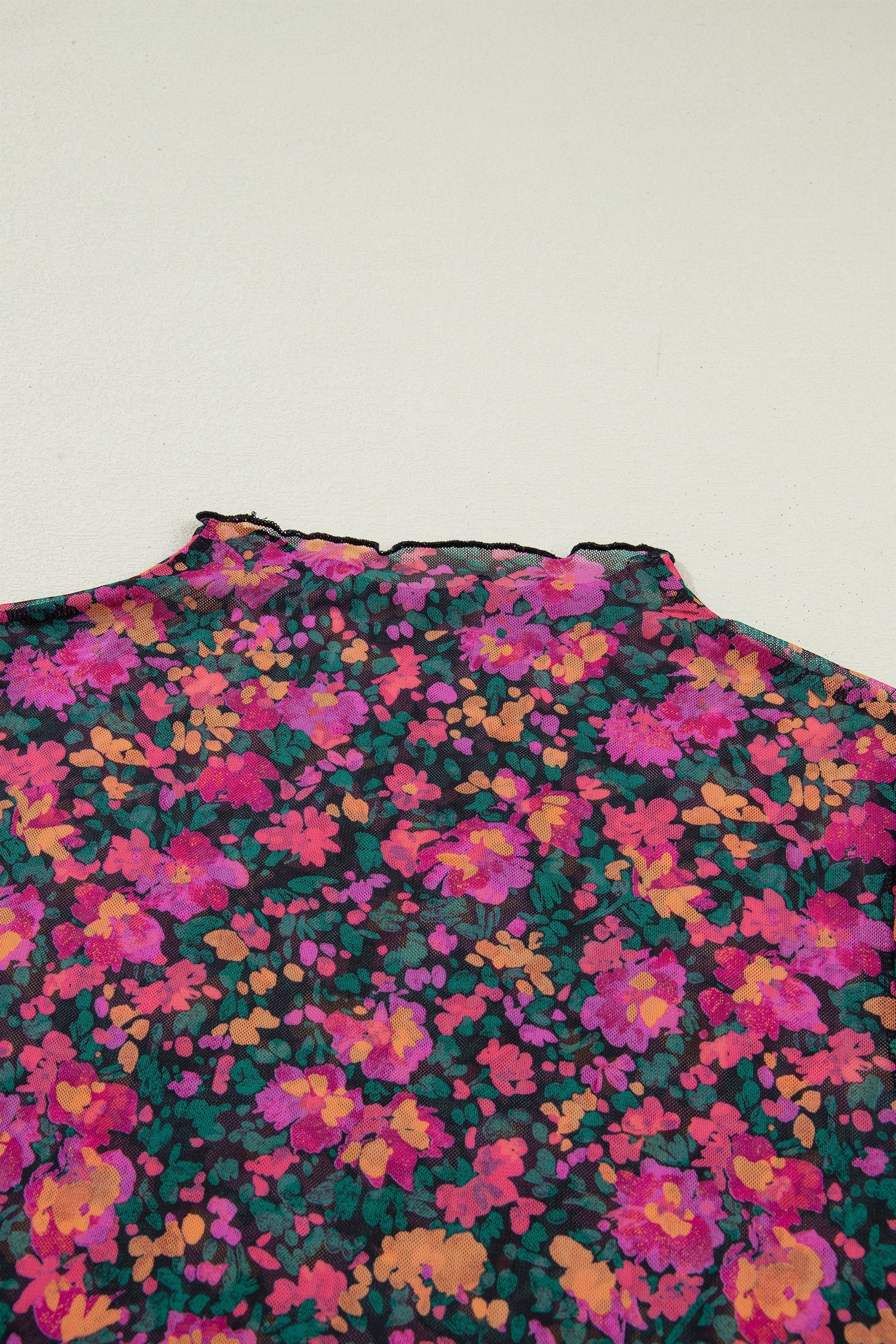Floral Mesh Short Sleeve Top