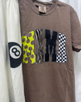 Lime Green Leopard 8 Ball Mama – Espresso Comfort Colors Tee