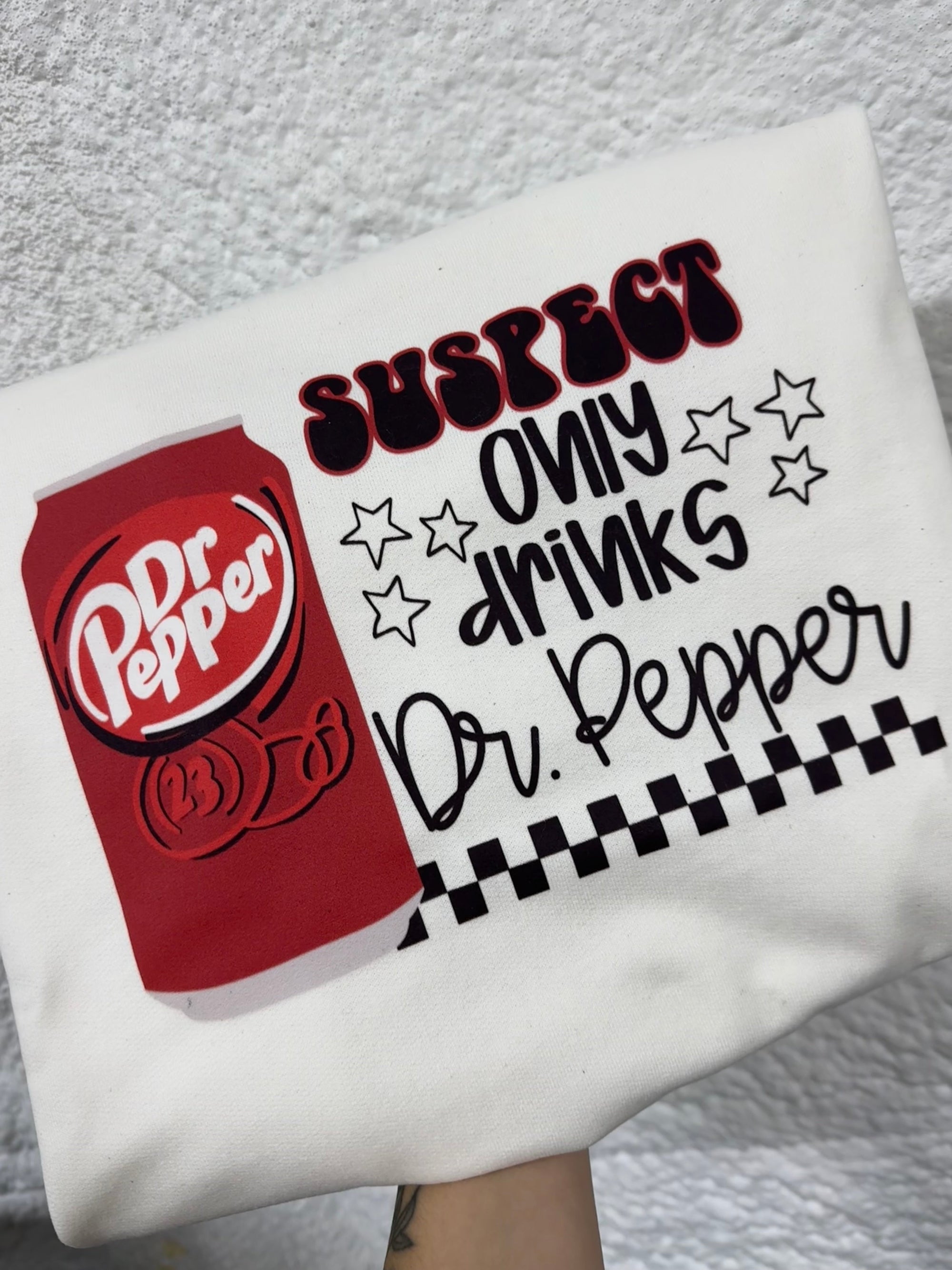 Suspect only drinks DP tee &amp; sweatshirt