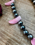 NFR Collection Necklace – 8mm & 14mm Sterling Silver Pearls with Pink Conch Shell – 23"