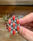 Cluster - size 8 - red spiny and sterling silver