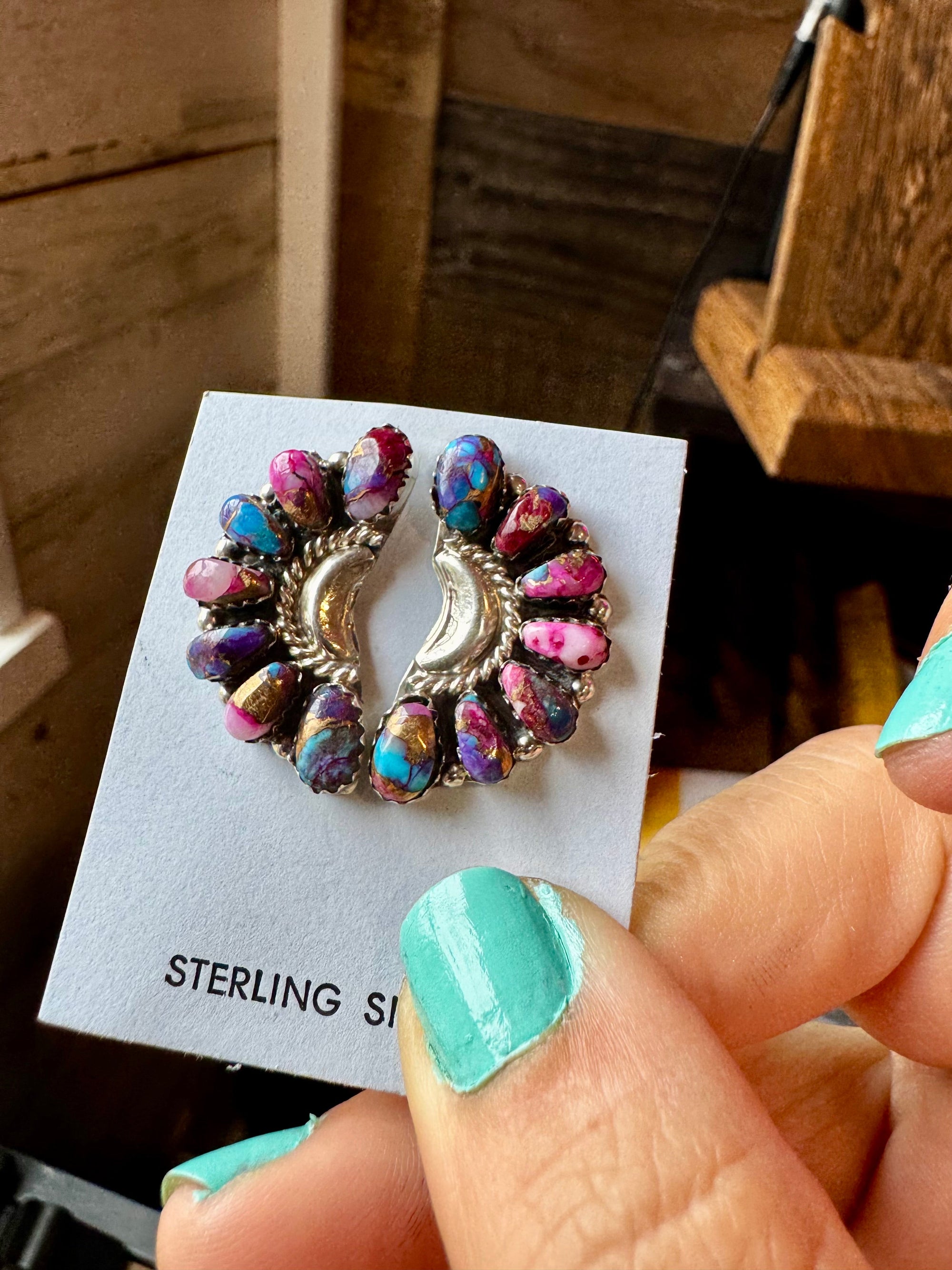 Half Cluster Earrings – Pink Dahlia &amp; Sterling Silver