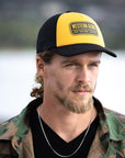 Black Gold Foam Trucker Hat With Rope Logo