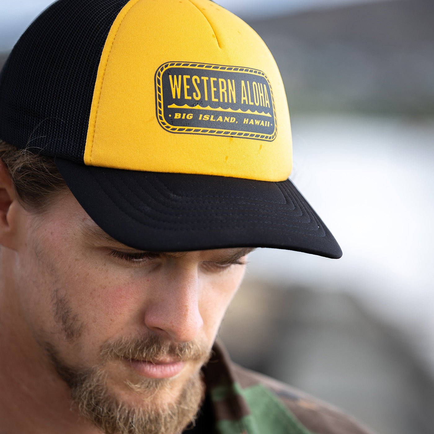 Black Gold Foam Trucker Hat With Rope Logo