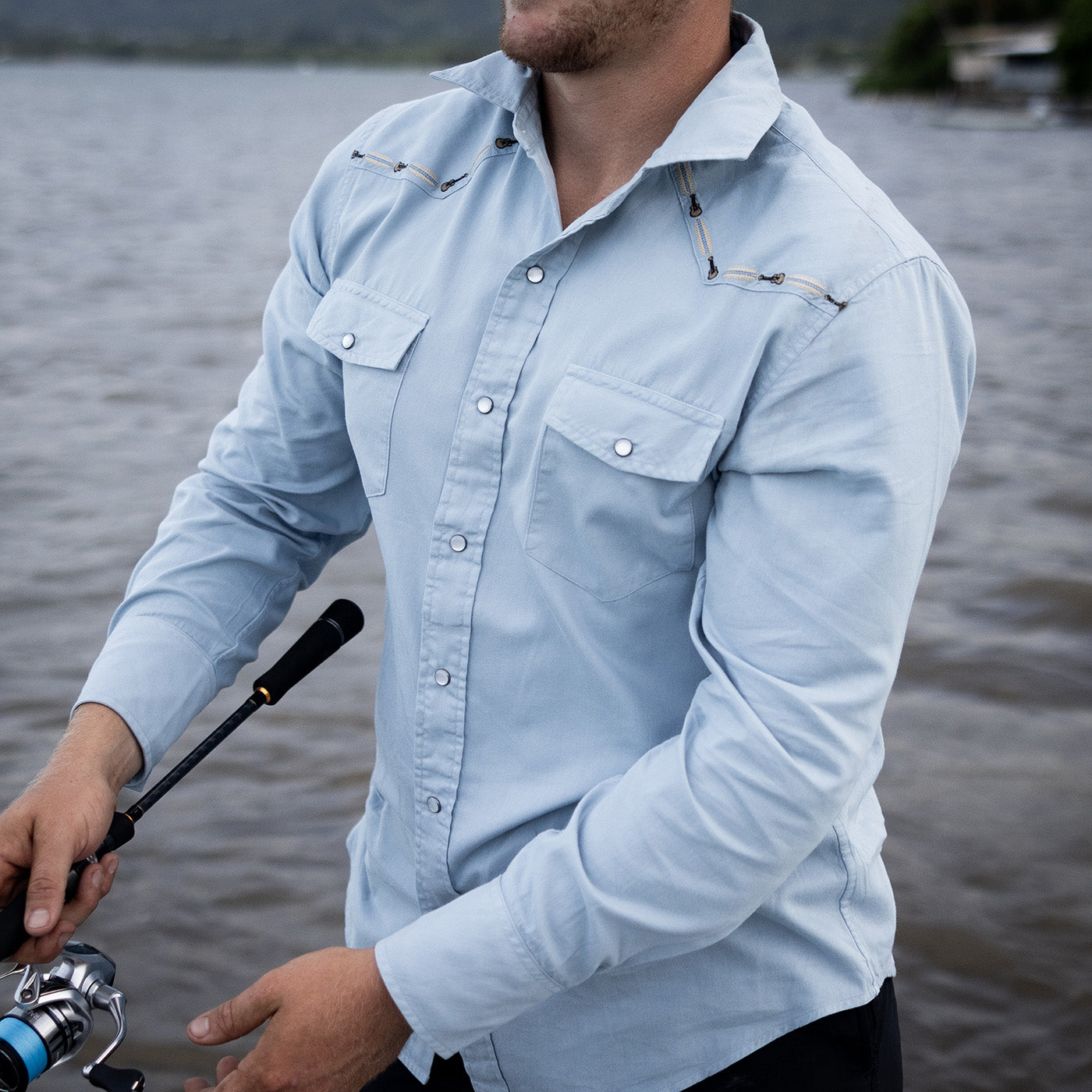 Ukulele And Longboard Embroidered Western Shirt