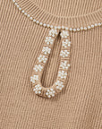 Zariah Embellished Keyhole Ribbed Sweater