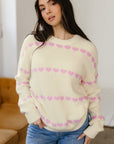 Navy Valentine Ribbed Knit Sweater
