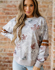 Camo Varsity Stripe Dropped Shoulder Sweatshirt