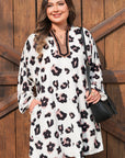 Plus Size Leopard Contrast V-Neck Mini Dress