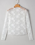 Floral Lace Sheer Mesh Long Sleeve Top