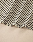 Stripe V-Neck Zip Front Midi Dress