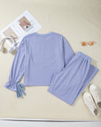 Flounce Long Sleeve Top and Drawstring Pants Set