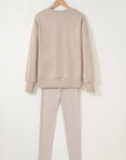 Solid Oversize Sweatshirt and Ribbed Leggings Set