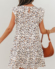 Darcy Leopard Ruffled Keyhole Back Mini Dress