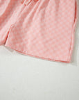Checker Long Sleeve Pullover and Shorts Set