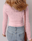 Lace Semi Sheer Long Sleeve Cropped Top