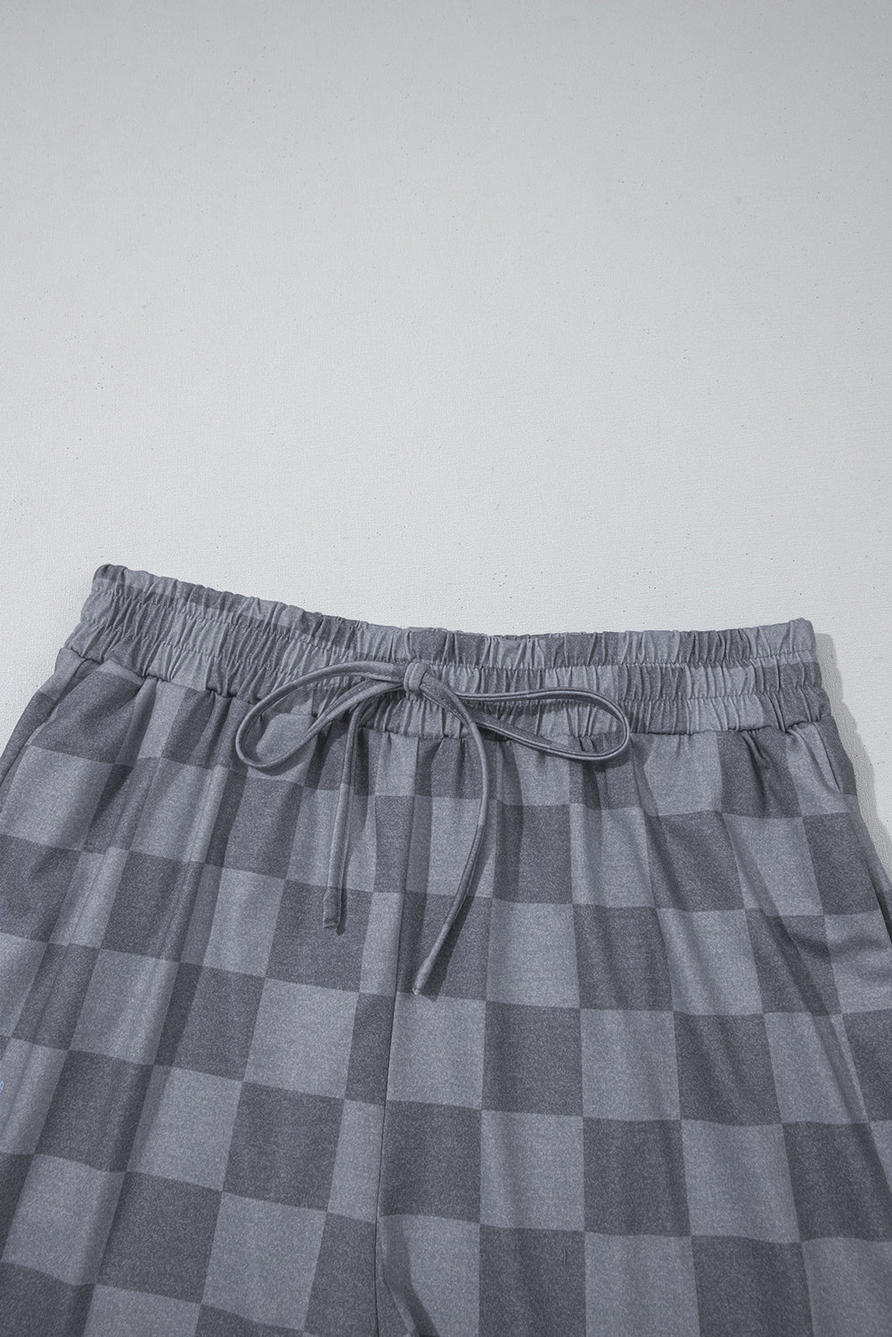 Checker V-Neck Tee &amp; Drawstring Shorts Set