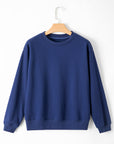 Solid Fleece Lined Drop Shoulder Terry Sweatshirt