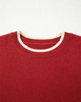 Leopard Bow Split Cuff Contrast Trim Sweater
